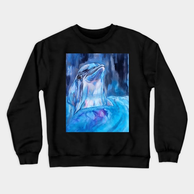 Cute Dolphin Crewneck Sweatshirt by candimoonart